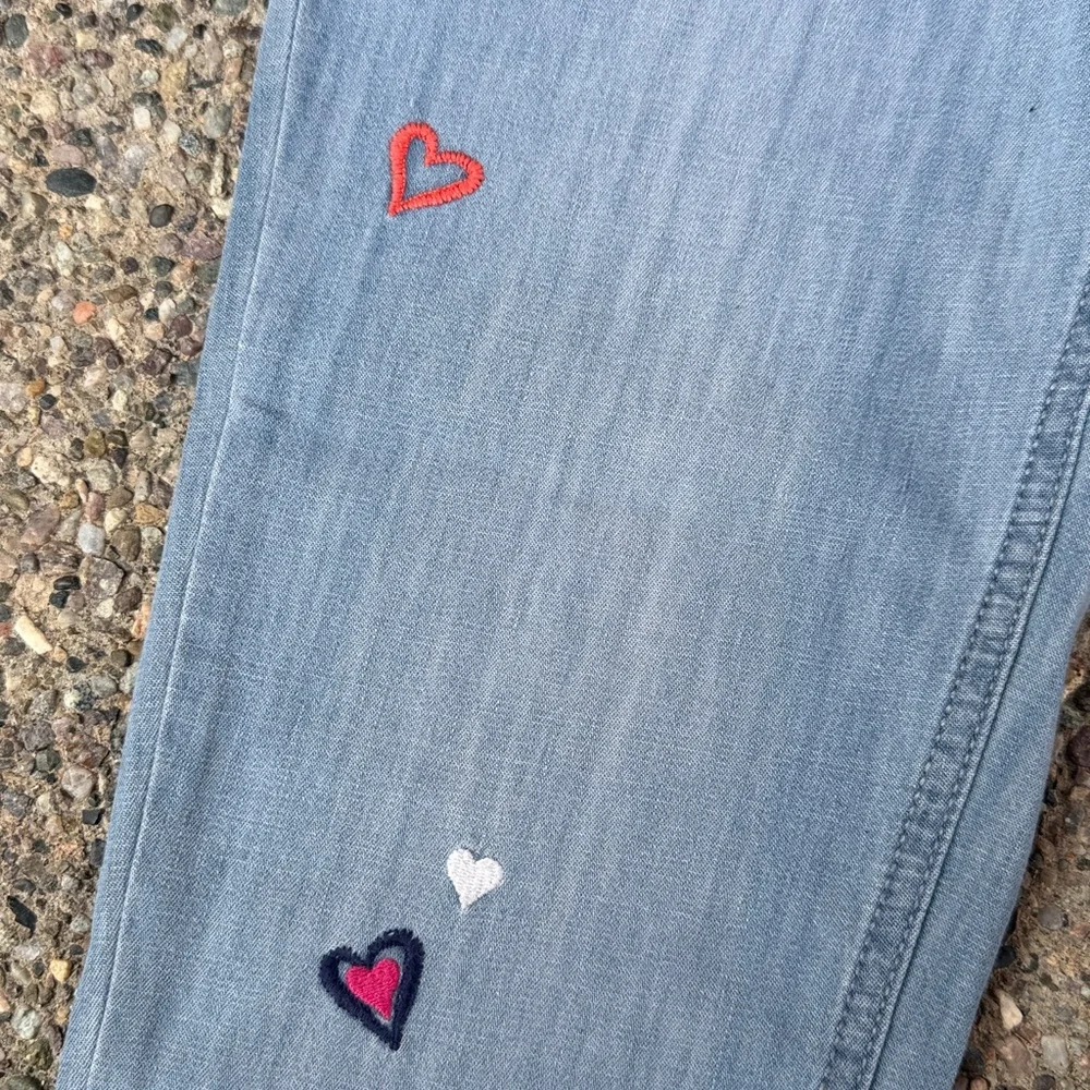 Gymboree Appliqué Embroidered Jeans Girls Size 10 Hearts Ladybug Light Wash NWOT